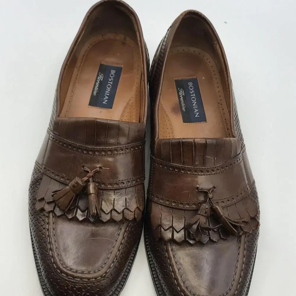 Bostonian Florentine Italy Italian Leather Weave 10 M Casual Loafer Shoes 27792 - Picture 2 of 10